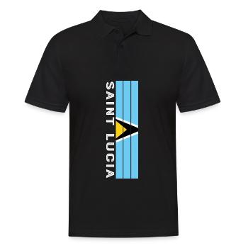 St. Lucia Landesfarbe in Streifen - Männer Poloshirt - Schwarz - Vorne - Kai (181cm)