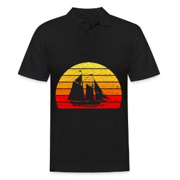 Segelboot Segeln - Sonne Sonnenaufgang Retro - Männer Poloshirt - Schwarz - Vorne - Kai (181cm)