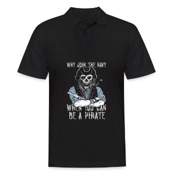 Pourquoi aller à la Marine quand vous pouvez être un pirate - Polo Homme - noir - Devant - Kai (181cm)