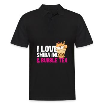J’adore le Shiba Inu et le Bubble Tea - Polo Homme - noir - Devant - Kai (181cm)