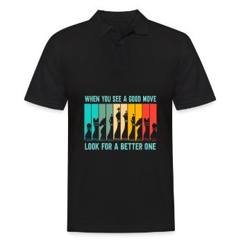 Schach Suche nach einem besseren Zug - Männer Poloshirt - Schwarz - Vorne - Kai (181cm)
