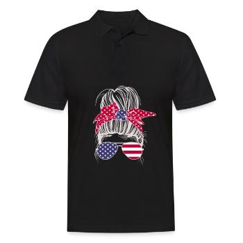 Messy Bun USA - Männer Poloshirt - Schwarz - Vorne - Kai (181cm)