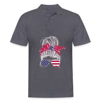 Messy Bun USA - Men's Polo Shirt - charcoal grey - Front - Nico (186cm)