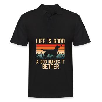 La vie est bonne Un chien le rend meilleur - Polo Homme - noir - Devant - Kai (181cm)