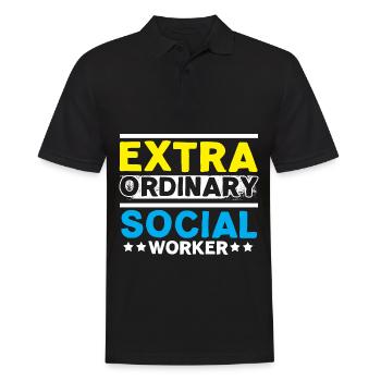 Extra Ordinary Social Worker Job Social Well-being - Men's Polo Shirt - black - Front - Kai (181cm)