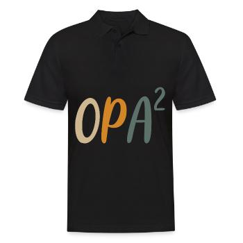 Opa hoch 2 Zweifacher zwei 2 Enkelkindern - Männer Poloshirt - Schwarz - Vorne - Kai (181cm)