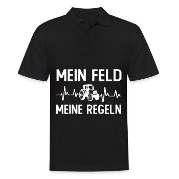 Bauer Landwirt Mein Feld Meine Regeln Herzschlag - Männer Poloshirt - Schwarz - Vorne - Kai (181cm)