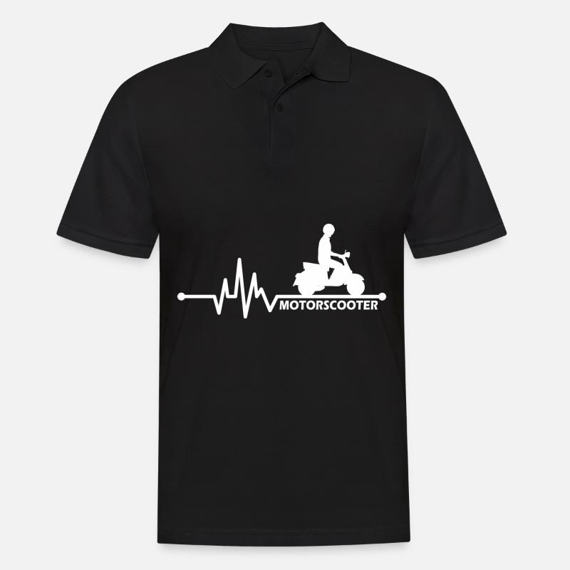 Motorroller Rollerfahrer - Herzschlag - Männer Poloshirt - Schwarz