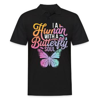 Butterfly Monarch Butterfly Colorful Butterflies - Men's Polo Shirt - black - Front - Kai (181cm)