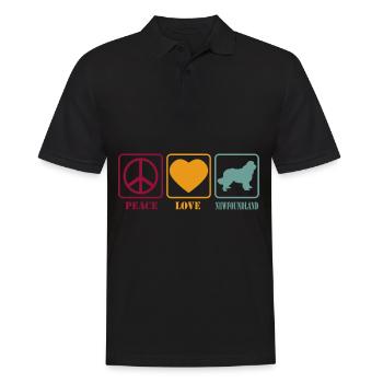 T-shirt chien de Terre-Neuve - Peace Love - Polo Homme - noir - Devant - Kai (181cm)