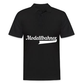 Modellbahner Rentner Opa - Schriftzug - Männer Poloshirt - Schwarz - Vorne - Kai (181cm)