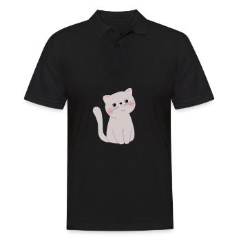 Cute cat - Men's Polo Shirt - black - Front - Kai (181cm)