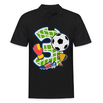Fußball 3. Geburtstag Party Nummer 3 - 3 Jahre - Männer Poloshirt - Schwarz - Vorne - Kai (181cm)