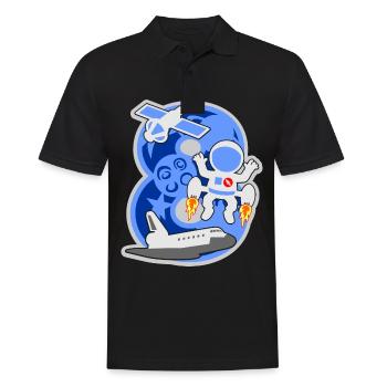 Astronaut 8. Geburtstagsparty Nummer 8 - 8 Jahre - Männer Poloshirt - Schwarz - Vorne - Kai (181cm)