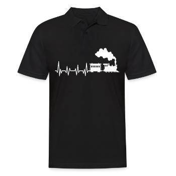 Eisenbahn Herzschlag Zug Lok Pulsschlag - Männer Poloshirt - Schwarz - Vorne - Kai (181cm)
