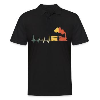 Eisenbahn Herzschlag Zug Lok Pulsschlag Vintage - Männer Poloshirt - Schwarz - Vorne - Kai (181cm)