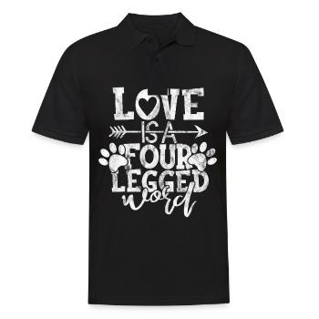 love is a four legged word - Lustige Katzensprüche - Männer Poloshirt - Schwarz - Vorne - Kai (181cm)