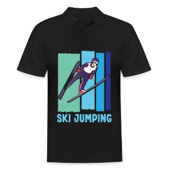 Ski Springen Skispringen - Männer Poloshirt - Schwarz - Vorne - Kai (181cm)