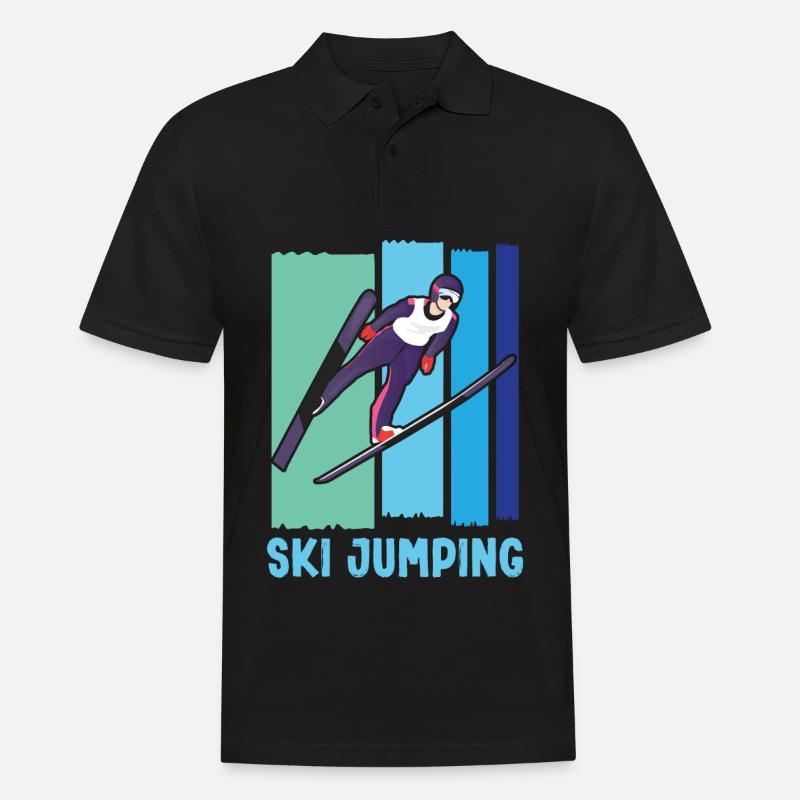 Ski Springen Skispringen - Männer Poloshirt - Schwarz