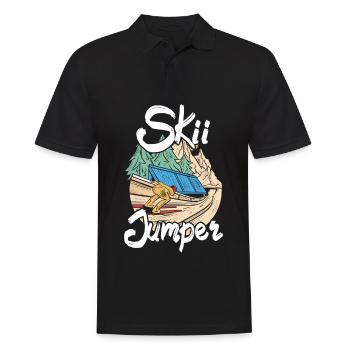 Ski Springen Skispringen - Männer Poloshirt - Schwarz - Vorne - Kai (181cm)