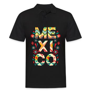 Mexiko Talavera mexikanische Flagge - Männer Poloshirt - Schwarz - Vorne - Kai (181cm)
