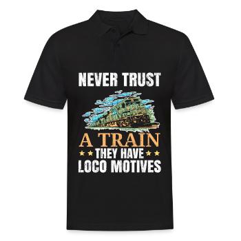 Ne faites jamais confiance à un train Vous avez des motifs de locomotive - Polo Homme - noir - Devant - Kai (181cm)