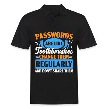 Passwords are like toothbrushes dentists' teeth - Men's Polo Shirt - black - Front - Kai (181cm)