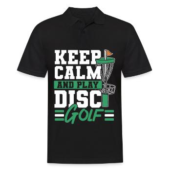 Ruhig bleiben und Disc Golf spielen Freizeit-Werfe - Männer Poloshirt - Schwarz - Vorne - Kai (181cm)