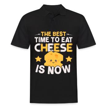 Die beste Zeit, um Käse zu essen, ist jetzt Cheesy - Männer Poloshirt - Schwarz - Vorne - Kai (181cm)