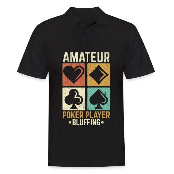 Amateur poker player bluffs in casino gambling - Men's Polo Shirt - black - Front - Kai (181cm)