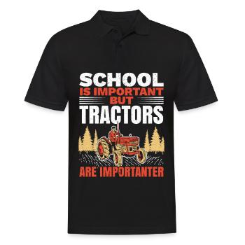 Schule ist wichtig, aber Traktoren sind noch wicht - Männer Poloshirt - Schwarz - Vorne - Kai (181cm)