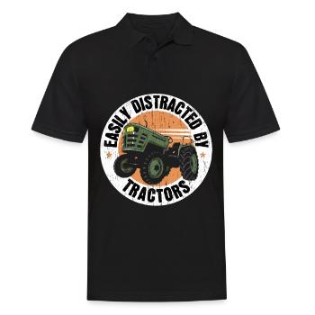 Facilement distrait par les tracteurs Farm Landwir - Polo Homme - noir - Devant - Kai (181cm)
