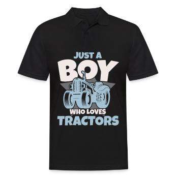Juste un garçon qui aime les tracteurs fermier Landwi - Polo Homme - noir - Devant - Kai (181cm)
