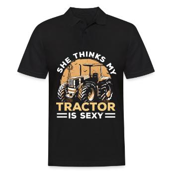 Elle pense que mon tracteur n’est qu’un agriculteur Landw - Polo Homme - noir - Devant - Kai (181cm)