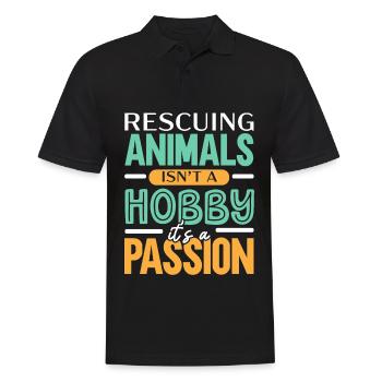 Tiere zu retten ist kein Hobby, sondern eine Passi - Männer Poloshirt - Schwarz - Vorne - Kai (181cm)