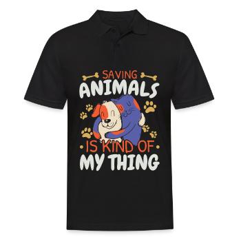 Tiere retten ist irgendwie mein Ding Tierrettung - Männer Poloshirt - Schwarz - Vorne - Kai (181cm)