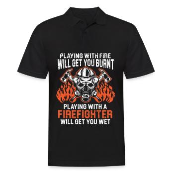 Firefighting Firefighter Firefighter Fireman Fire - Men's Polo Shirt - black - Front - Kai (181cm)