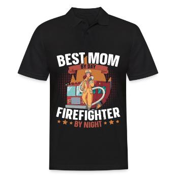 Meilleure mère pompier de jour au feu de nuit - Polo Homme - noir - Devant - Kai (181cm)