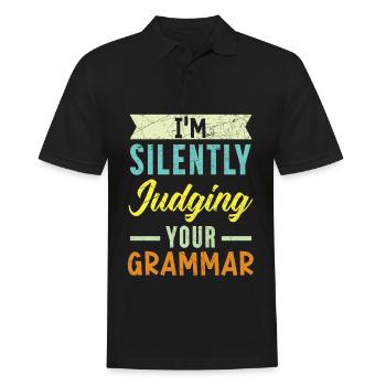 Je condamne tacitement votre politique grammaticale - Polo Homme - noir - Devant - Kai (181cm)
