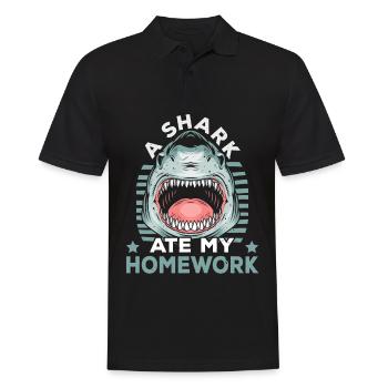 Un requin a mangé mes devoirs Mers de requins - Polo Homme - noir - Devant - Kai (181cm)