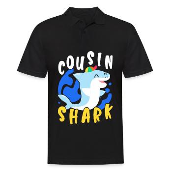 Cousin Shark Lover Marine Biology Marine Animal - Men's Polo Shirt - black - Front - Kai (181cm)