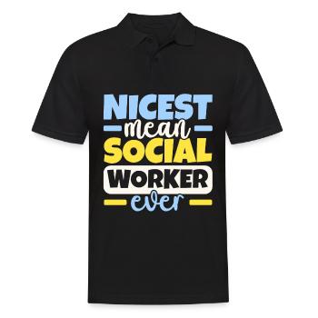 Le plus beau travailleur social de tous les temps Job Soz - Polo Homme - noir - Devant - Kai (181cm)