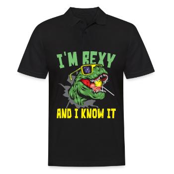 Ich bin Rexy und ich weiß es Paläontologe Dinosaur - Männer Poloshirt - Schwarz - Vorne - Kai (181cm)