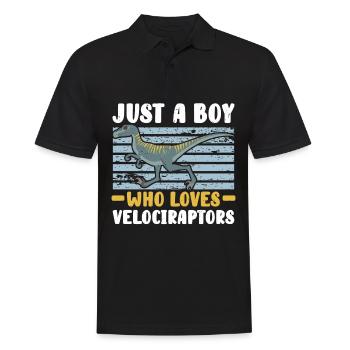 Just A Boy Who Loves Velociraptors Dinosaur Dino - Men's Polo Shirt - black - Front - Kai (181cm)