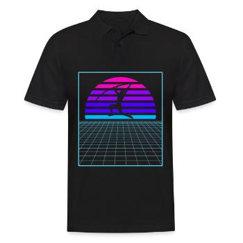 Vaporwave Pole Vaulter Athlétisme Saut à la perche - Polo Homme - noir - Devant - Kai (181cm)