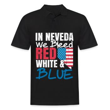In Nevada we bleed white and blue USA America - Men's Polo Shirt - black - Front - Kai (181cm)