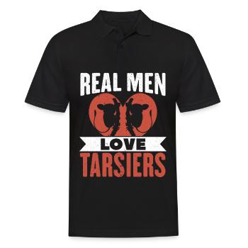 Echte Männer lieben Tarsier Wildlife Tier Tarsier - Männer Poloshirt - Schwarz - Vorne - Kai (181cm)