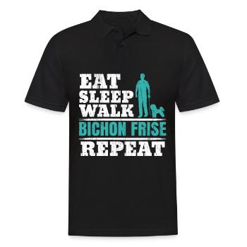 Eat Sleep Walk Bichon Frise Repetition Dog Love - Men's Polo Shirt - black - Front - Kai (181cm)