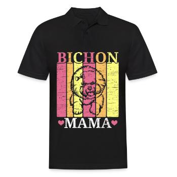 Bichon Frise Mama Dog Lover chiot Paw Love - Polo Homme - noir - Devant - Kai (181cm)