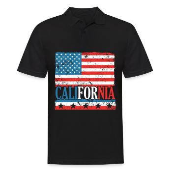 CA Regeln USA Staat Amerika Kalifornien Kalifornie - Männer Poloshirt - Schwarz - Vorne - Kai (181cm)